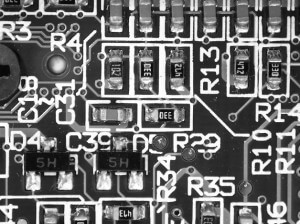 Magnified View of a Motherboard