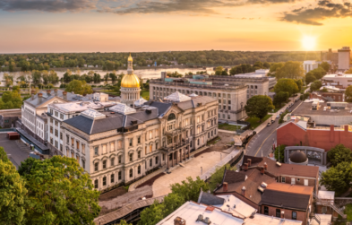 Aerial photo of the New Jersey State Capitol building in Trenton, NJ