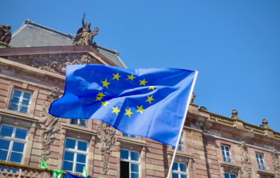 EU Flag waving in breeze