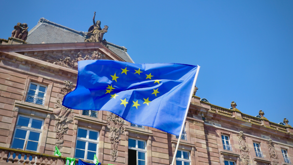 EU Flag waving in breeze