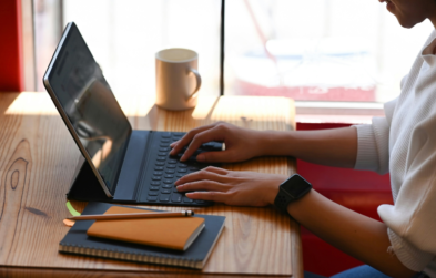 Woman using laptop computer