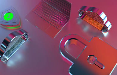 3D image of a lock and laptop