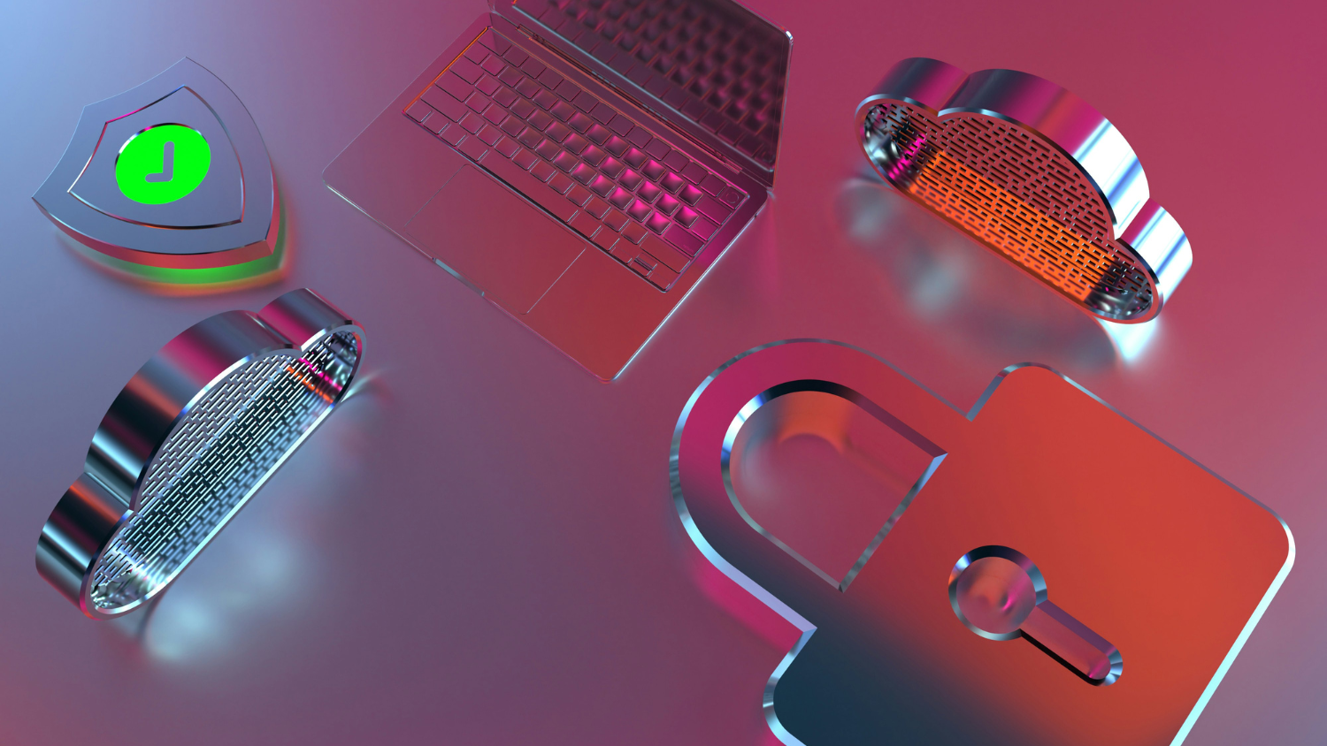 3D image of a lock and laptop