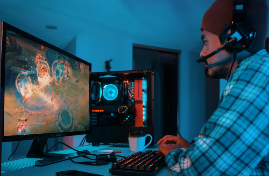Photo of a person playing computer game