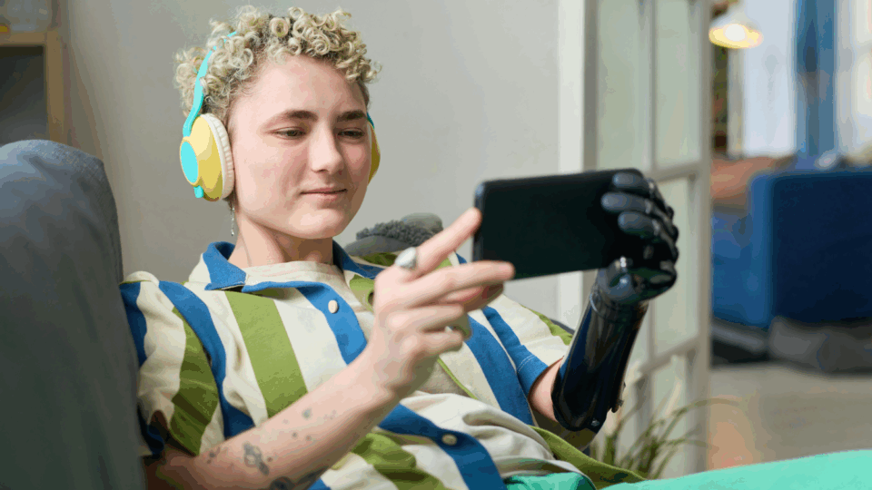 Person watching video on their phone