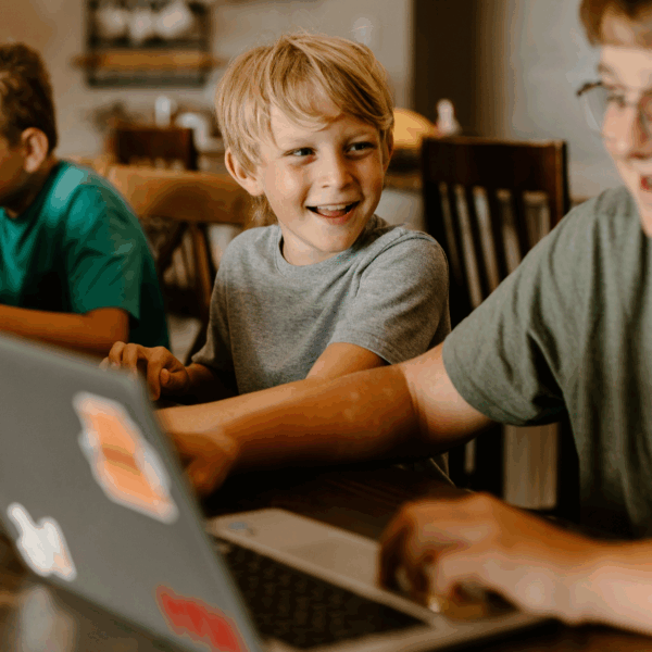 Children using laptops