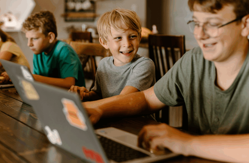 Children using laptops